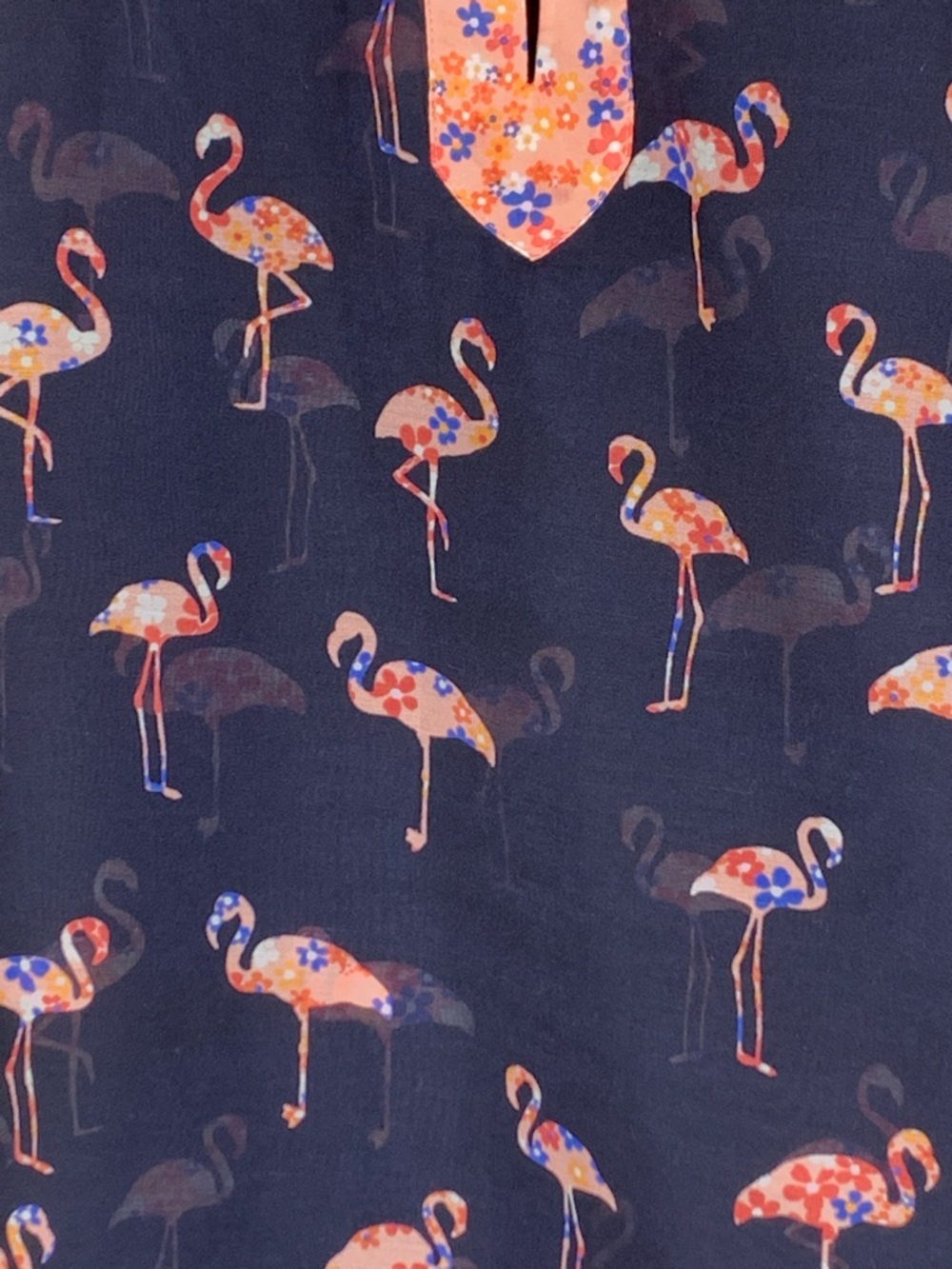 Talbots Flamingo Print Sheer Tunic Cover Up Navy Pink Size S Beach Swim Top - Picture 5 of 14